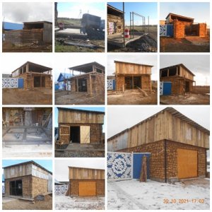 Гараж из дров и глины