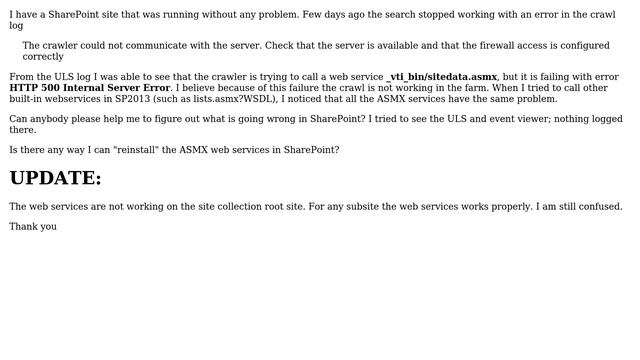 Sharepoint: Web service calls return HTTP 500 Internal Server Error on my SharePoint 2013 site смотреть онлайн