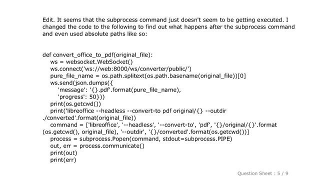 Django : subprocess not working in docker container смотреть онлайн