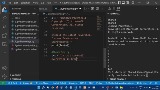 Using Strings in Python || Complete Python Tutorial For Beginners in Hindi (With Notes) #7 смотреть онлайн