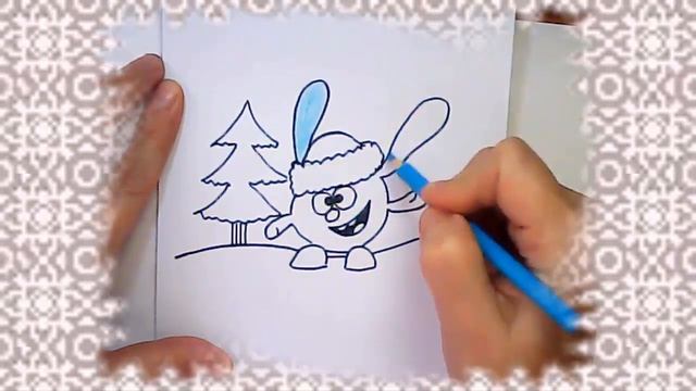 Как нарисовать новогоднего Кроша - Рисуем Смешариков Kikoriki смотреть онлайн