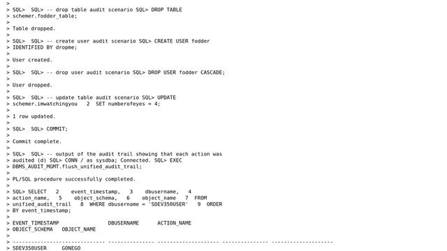 Oracle Unified Auditing Update Table смотреть онлайн