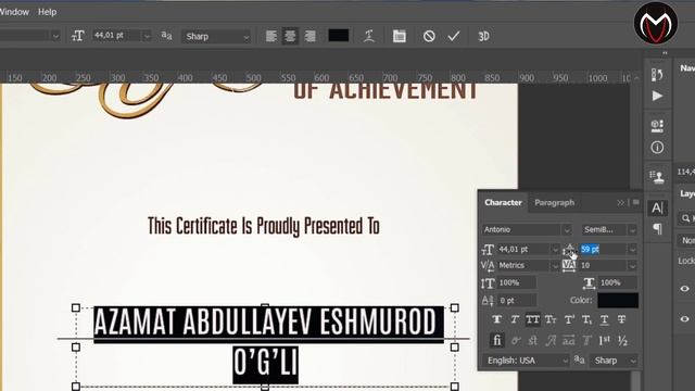 ADOBE PHOTOSHOP DASTURIDA MATNLAR BILAN ISHLASH