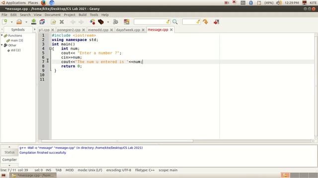 Introduction to C++ programming using GCC Geany Editor смотреть онлайн