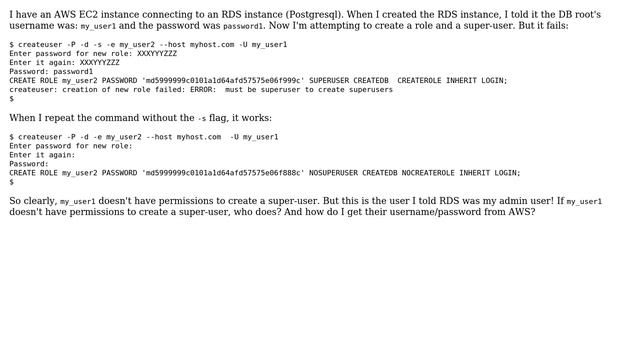 DevOps & SysAdmins: Why can't I create a superuser in AWS Postgresql instance? (2 Solutions!!) смотреть онлайн