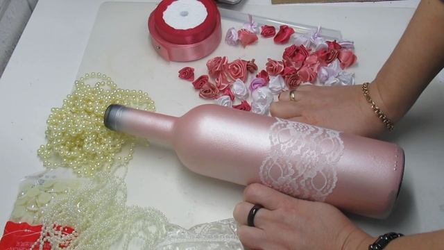 Декор бутылки вина в подарок. Мастер класс! смотреть онлайн