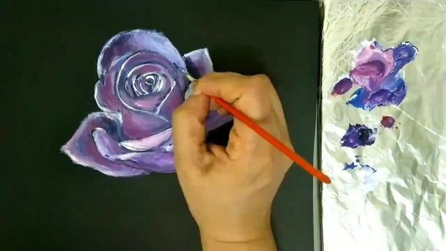 Acrylic Painting of a Purple Rose || Easy Blooming Rose Painting || Time Lapse смотреть онлайн