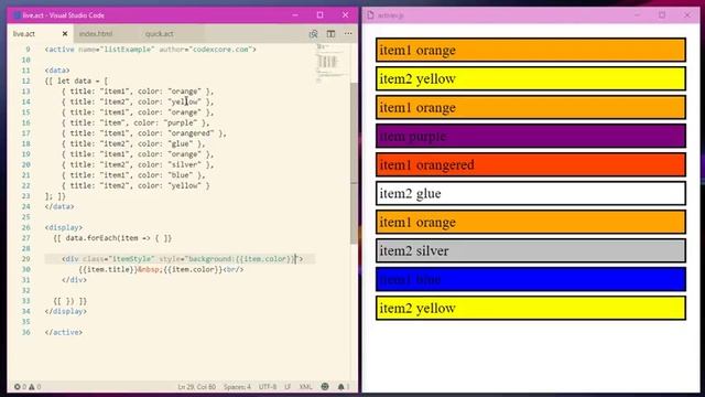 active :: item data list display смотреть онлайн