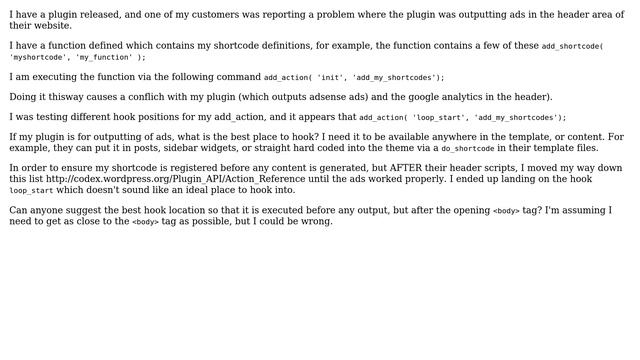Wordpress: Best hook for a function which adds shortcodes to the system? смотреть онлайн
