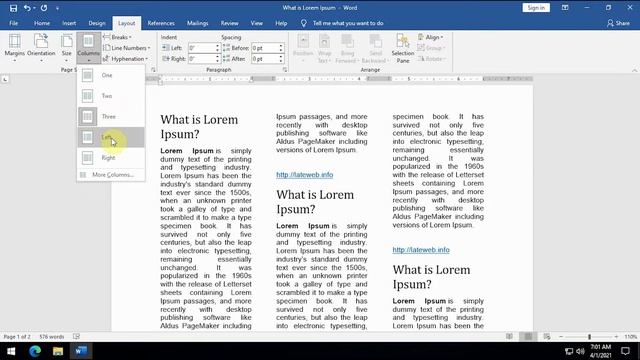 Създаване на колонки на страница в Word (columns in word) смотреть онлайн