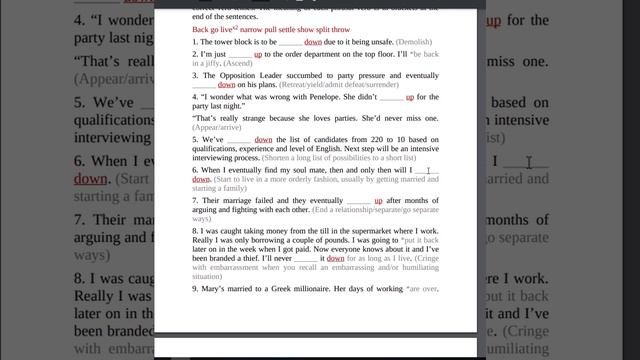 Phrasal verbs - Exercise 10 смотреть онлайн