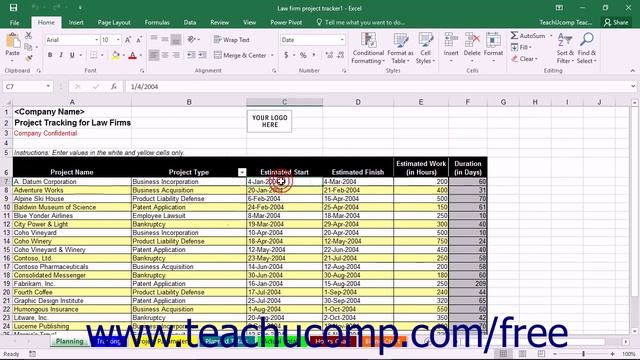 Microsoft Excel 2016 Training for Lawyers: Using the Law Firm Project Tracker, Tutorial Lesson смотреть онлайн