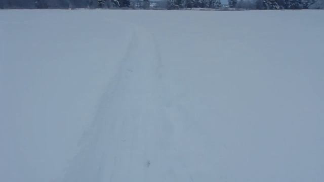 Испытания мотособаке с горной гусеницей по полю.