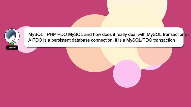 MySQL : PHP PDO MySQL and how does it really deal with MySQL transactions? смотреть онлайн