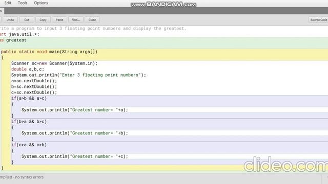 Easy program in Java to input 3 floating point numbers and print the greatest | With explanation смотреть онлайн