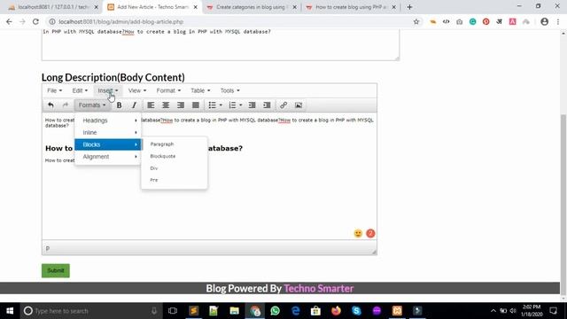 Create blog posts using PHP with MYSQL database | Dynamic blog CMS in PHP in Hindi part 5 | Hindi смотреть онлайн