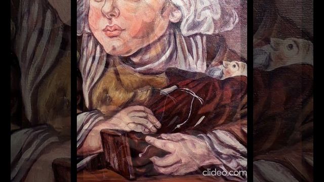 Девочка с куклой. Или это мальчик? В общем, детский портрет. Картина маслом на холсте. Ручная работ смотреть онлайн