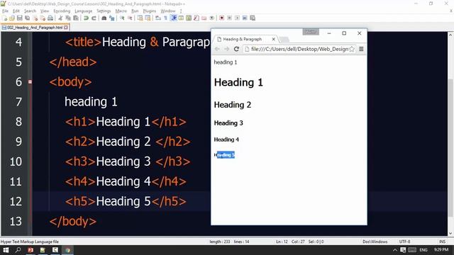 003 HTML Heading And Paragraph смотреть онлайн