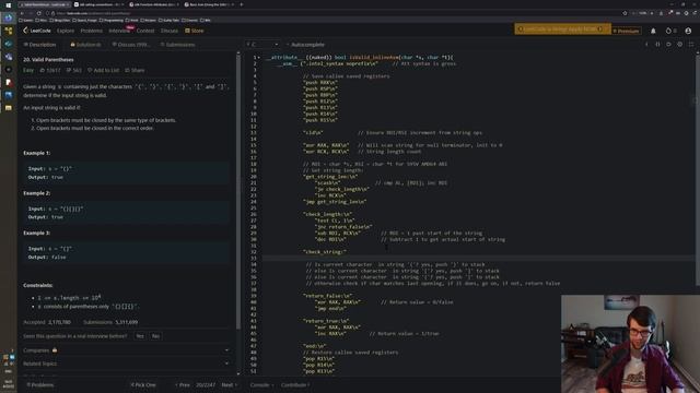 Can You Solve Leetcode With Assembly? Yes (#20 Valid Parantheses) смотреть онлайн