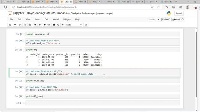 Day 2: Loading data into pandas (reading CSV, Excel, and JSON files) смотреть онлайн