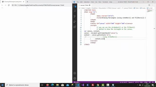 Drawing Rectangles (using strokeRect() and fillRect()) | HTML5 Canvas Tutorial for Beginners #7 смотреть онлайн
