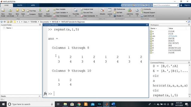 MATLAB 5.25. Arrays - Concatenation (repmat) смотреть онлайн