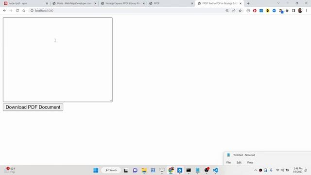 Node.js Express FPDF Library Project to Export Raw Text to PDF Document Using HTML5 Form in Browser смотреть онлайн