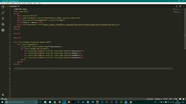 TUTORIEL WEB - Crée un menu simple en HTML/CSS avec bootstrap смотреть онлайн