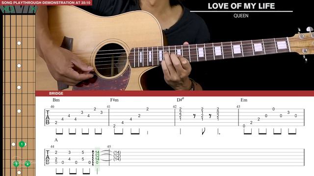 Love Of My Life Guitar Tutorial - Queen Acoustic Guitar Lesson 🎸 |TABS + Fingerpicking| смотреть онлайн