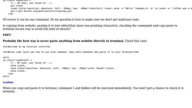 How to make copying command from website to terminal secure? смотреть онлайн