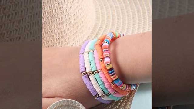 Женский браслет из полимерной глины, разноцветный пляжный мягкой керамики, украшения в стиле бохо смотреть онлайн