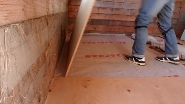 Timber Cabin - Laying Flooring (english subtitles). Домик из бруса - укладка пола. смотреть онлайн
