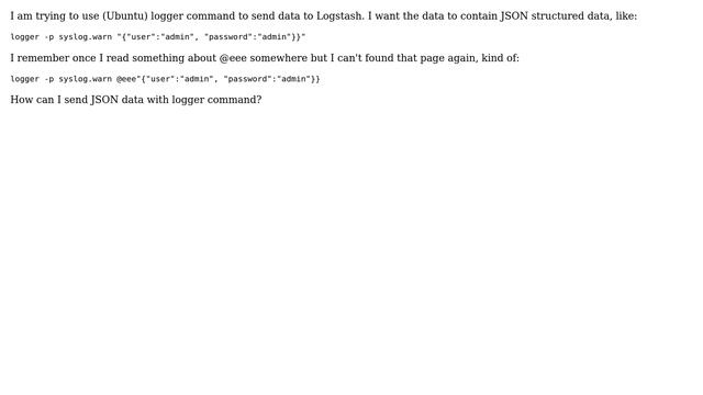 Ubuntu: Send JSON data with logger command смотреть онлайн