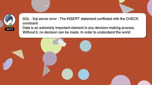 SQL : Sql server error : The INSERT statement conflicted with the CHECK constraint смотреть онлайн
