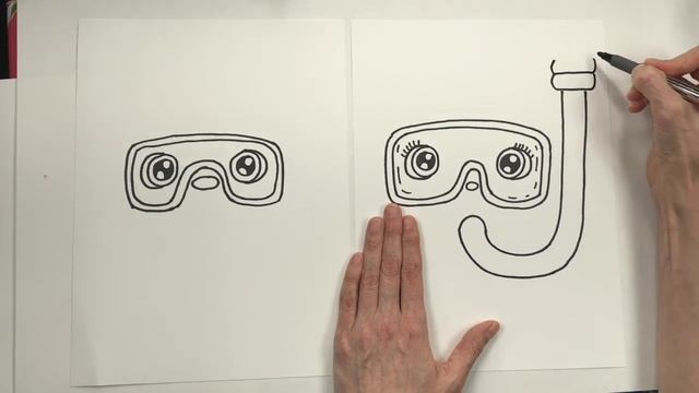 Hot to Draw a Bubble Print Snorkeler Selfie | Under the Sea Week смотреть онлайн