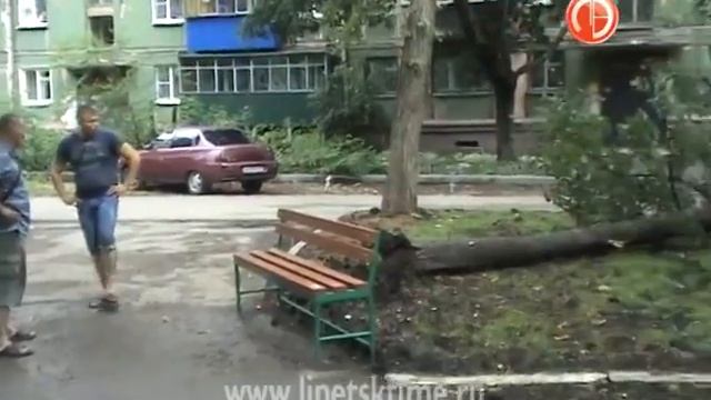 В Липецке дерево упало сразу на два автомоби... смотреть онлайн