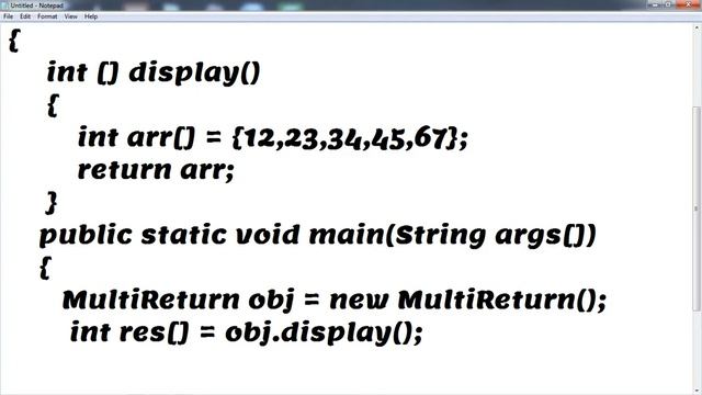 Program to Return Multiple Values in Member Function of JAVA Using Array смотреть онлайн