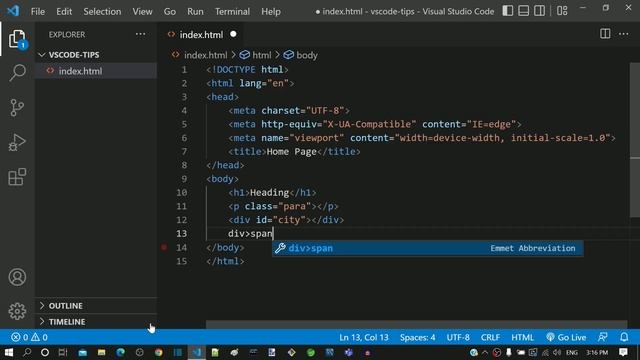 Visual Studio Code - Generate parent and child tag - HTML Hack #5 смотреть онлайн