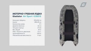Надувная лодка Gladiator E350S