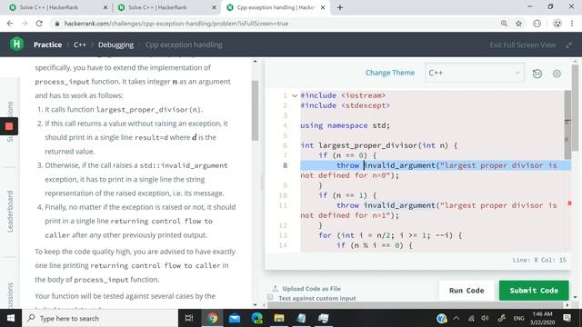 HackerRank Solution: CPP Exception Handling (in C++) смотреть онлайн
