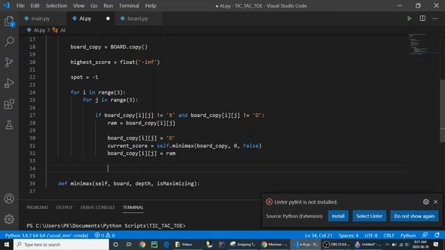 Implementing a AI in TIC TAC TOE!! смотреть онлайн