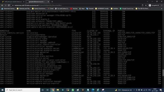 Anthos cluster default pods, deployment, nodes and other information after fresh installation смотреть онлайн