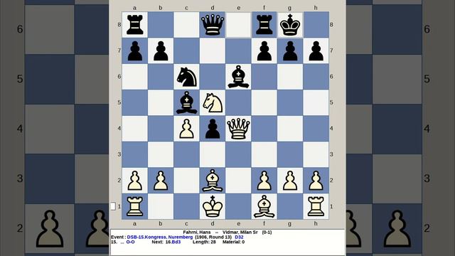 Fahrni, Hans vs Vidmar, Milan Sr | DSB 15 Chess Kongress 1906, Nuremberg Germany смотреть онлайн