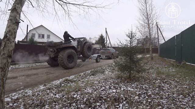 Прицеп для перевозки квадроцикла Сокол Трофи, ставлю на учет. Первый опыт буксировки вездехода. смотреть онлайн
