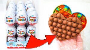 Эксперимент: СКОЛЬКО Шоколадных ПОП ИТ получится из КОРОБКИ КИНДЕРОВ? POP IT из Киндер Сюрприз