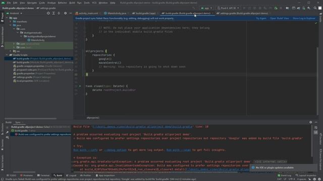 Android Studio build.gradle not generate `allprojects` section and causes error when manually added смотреть онлайн
