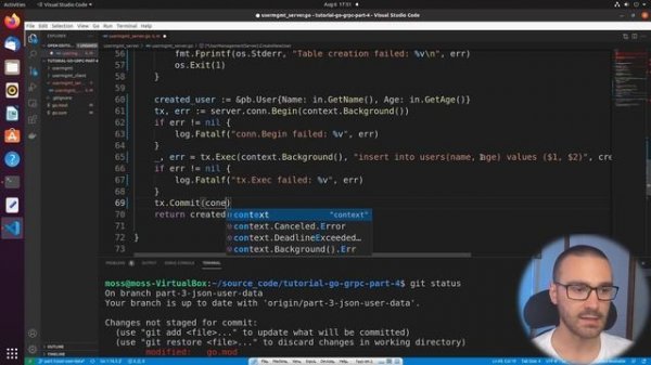 Golang gRPC PostgreSQL tutorial - Read and Write from within a gRPC Service