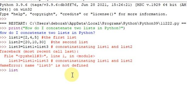 How do I concatenate two lists in Python смотреть онлайн