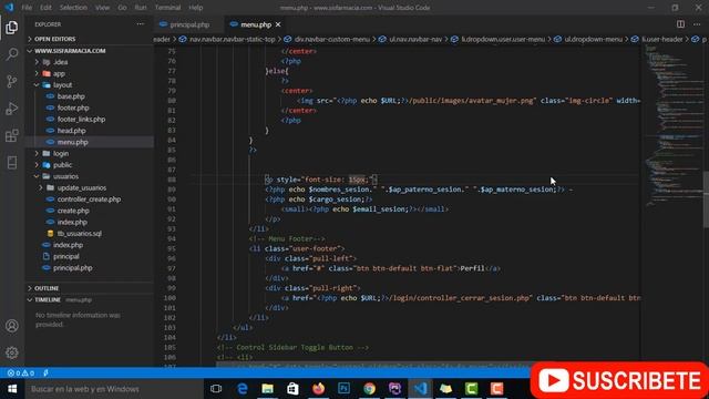 26 - Curso de PHP ?? (? Cargando datos del Usuario al MENU del Sistema ? ) смотреть онлайн