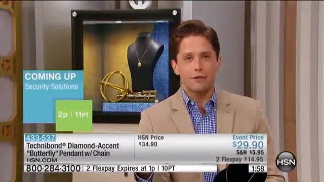 Technibond DiamondAccent Butterfly Pendant w/ Chain смотреть онлайн